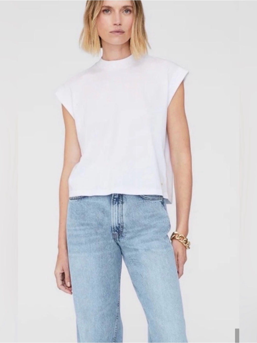 Anine Bing White Sleeveless Mock Neck Top